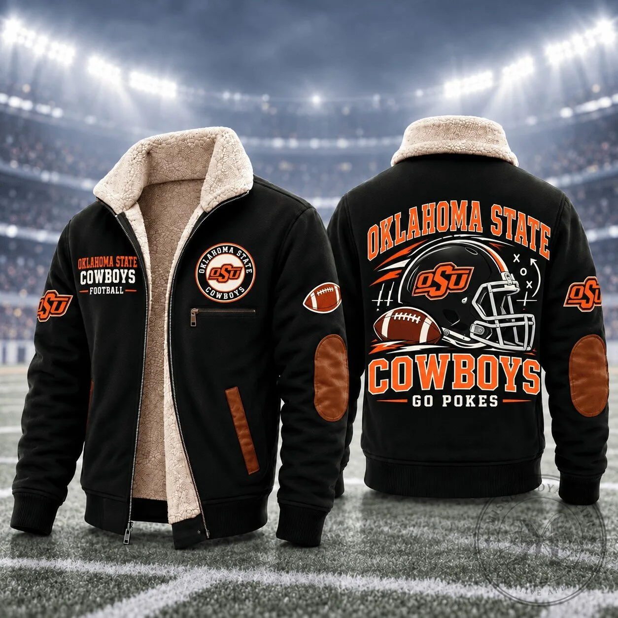 Oklahoma State Cowboys Football Team Sherpa Fleece Jacket - Miss